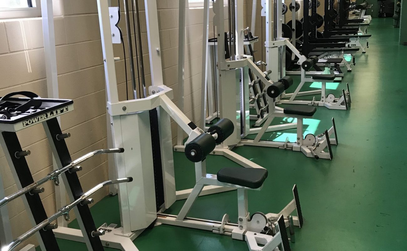 exercise machines in middle school weight room